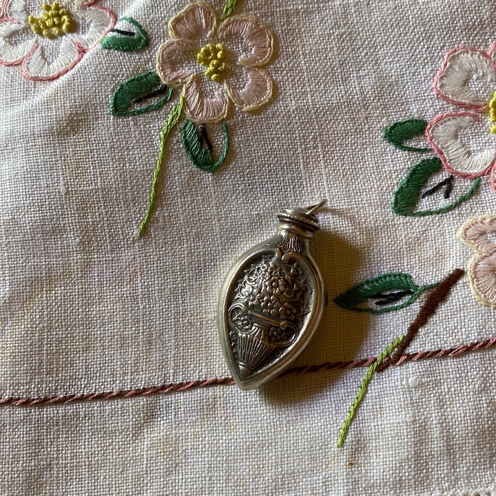 Sterling perfume pendant or scent bottle for chatelaine